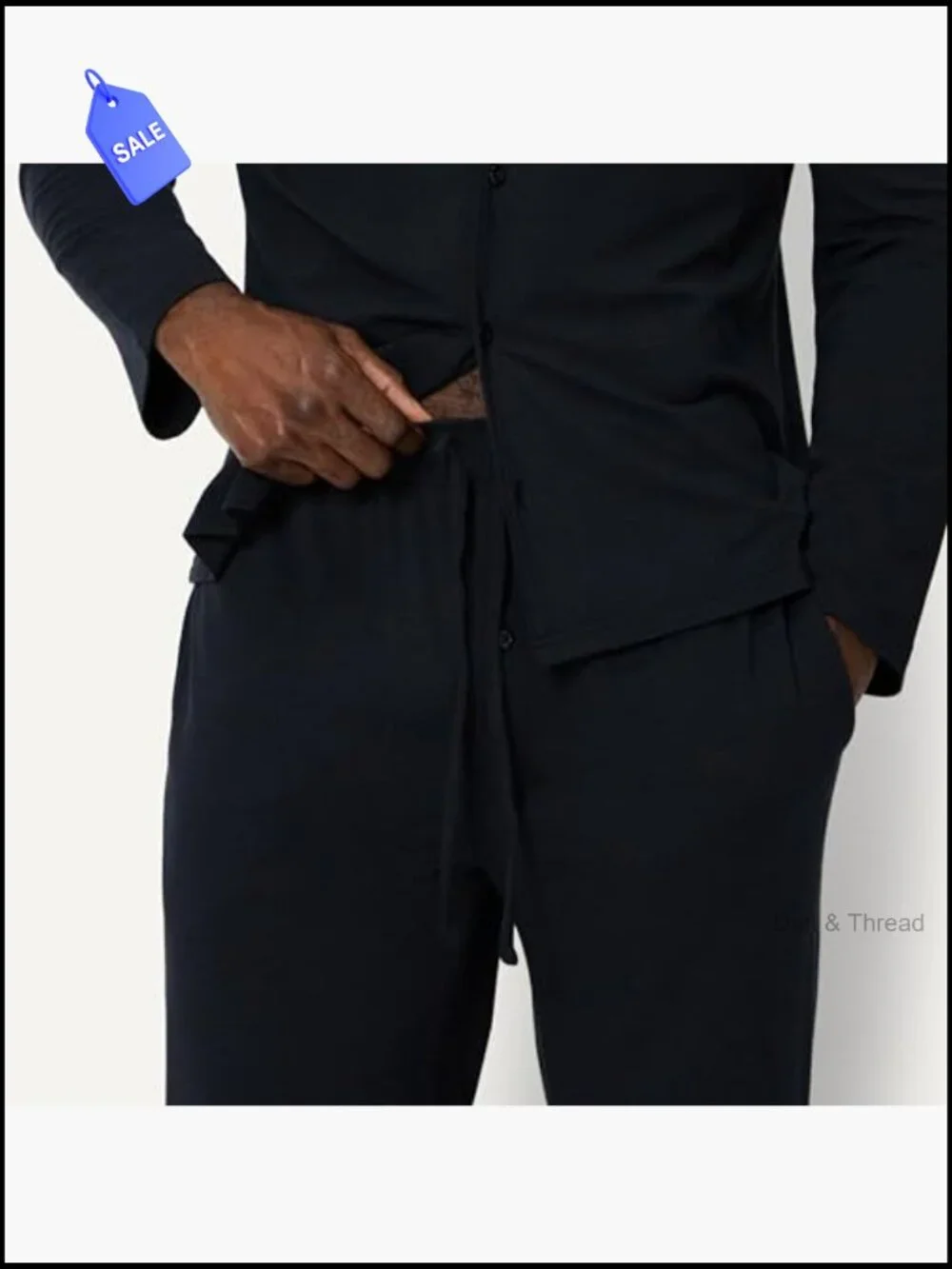 Men's Cotton-Modal Pajama Set Long Sleeve Button-Down Top with Pants